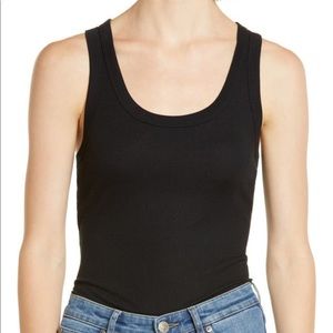 Nordstrom Treasure & Bond Ribbed Racerback Tank Black